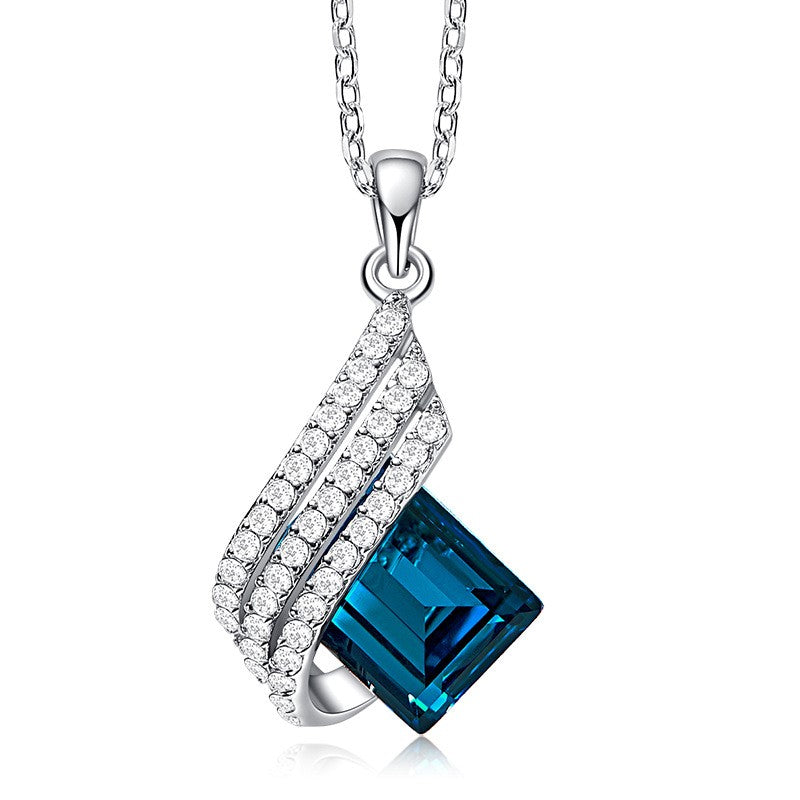 S925 Silver Necklace with Crystal Pendant for Women