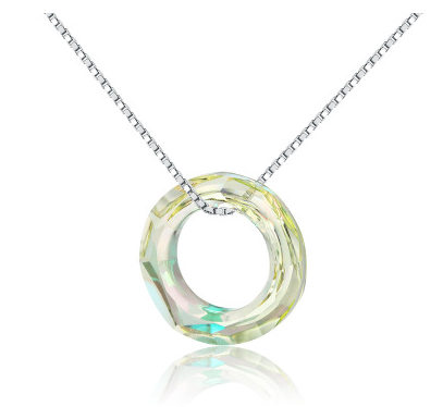 S925 Silver Necklace with Colorful Austrian Crystal Pendant