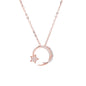 S925 Silver Star and Moon Pendant Necklace