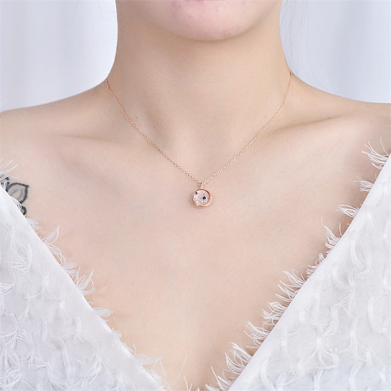 S925 Silver Natural Mother-of-Pearl Star Moon Necklace