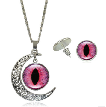 Colorful Eye Series Gemstone Necklace and Earring Set
