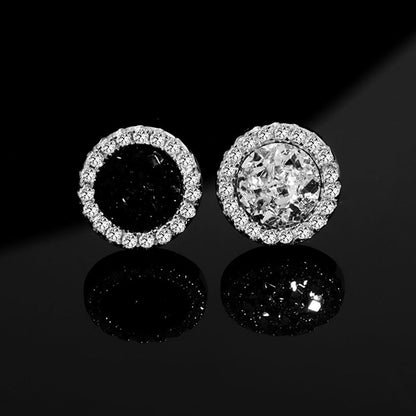 925 Silver Men's Earrings with Black Crystal Design