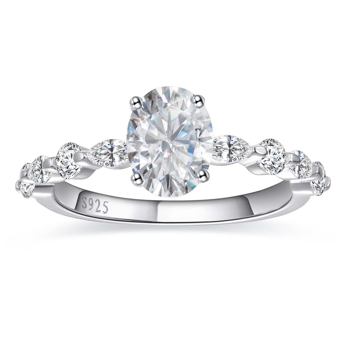 BONLAVIEGEM Oval Engagement Ring for Women 925 Sterling Silver Wedding Ring for Women Oval Ring for Women Sterling Silver Cubic Zirconia Engagement Rings Size 8