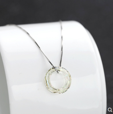 S925 Silver Necklace with Colorful Austrian Crystal Pendant