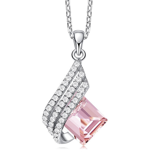 S925 Silver Necklace with Crystal Pendant for Women