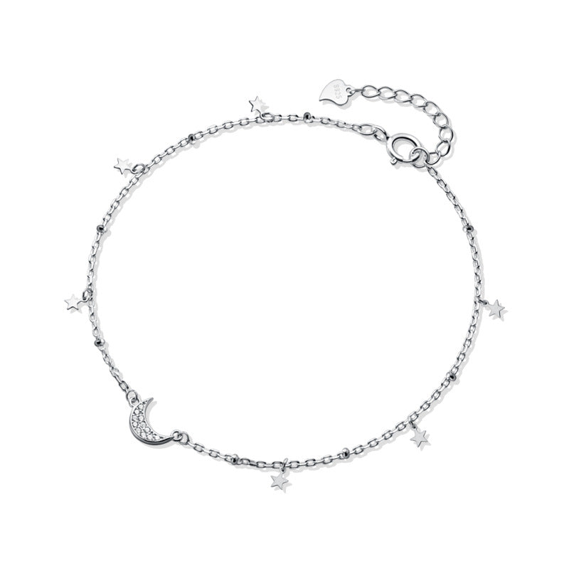 Minimalist Star and Moon Bracelet with S925 Silver
