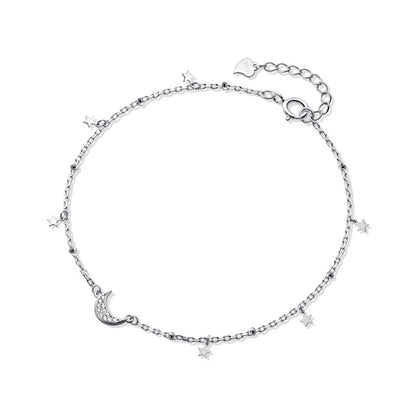 Minimalist Star and Moon Bracelet with S925 Silver