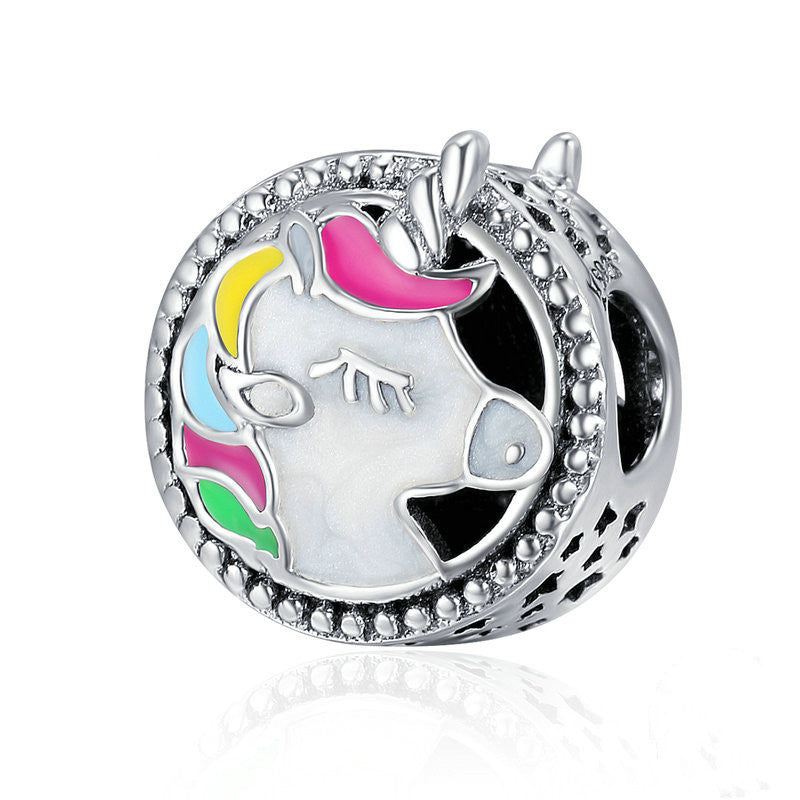 S925 Silver DIY Beads Unicorn Pendant SCC704