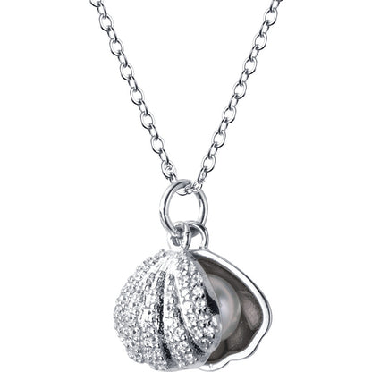 S925 Silver Necklace with Shell Pendant and Pearls