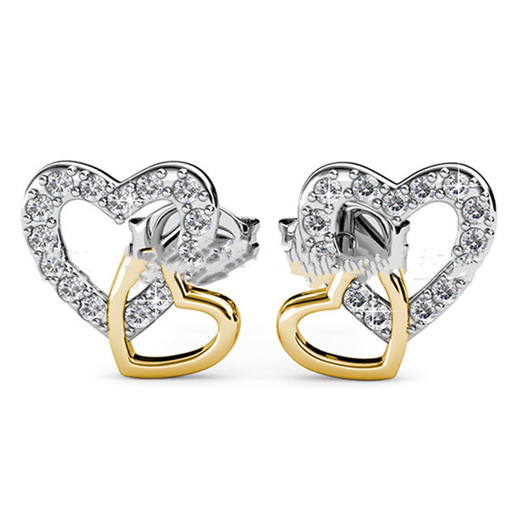 Daisy Heart-Shaped Earrings with Swarovski Crystal