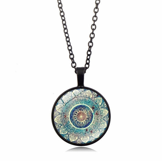 Mandala Yoga Gemstone Necklace and Earring Set