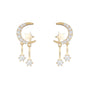 S925 Silver Minimalist Moon Star Stud Earrings
