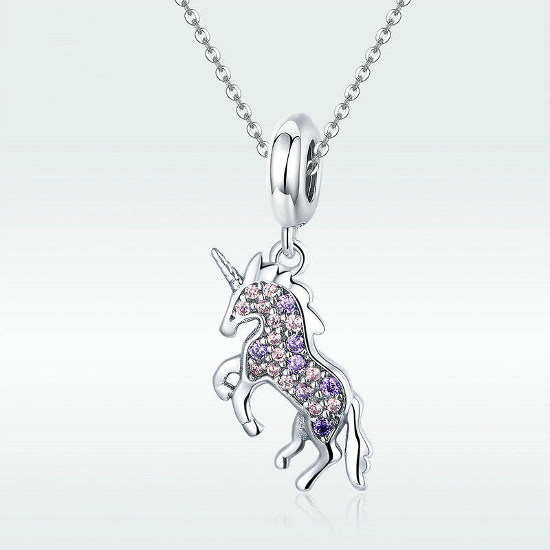 S925 Silver DIY Beads Unicorn Pendant SCC704